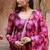 Pink Floral Printed Full Flared Anarkali With Pant and Dupatta