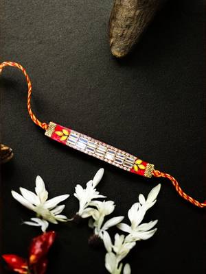 Royal mirror stone rakhi – elegant handcrafted rakhi with mirror stones for
brother 1