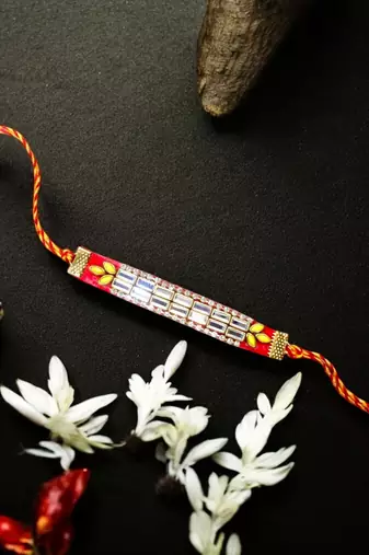 Royal mirror stone rakhi – elegant handcrafted rakhi with mirror stones for
brother