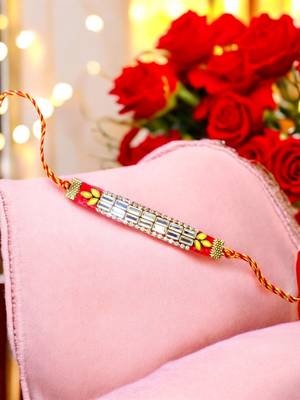 Royal mirror stone rakhi – elegant handcrafted rakhi with mirror stones for
brother 2