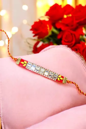 Royal mirror stone rakhi – elegant handcrafted rakhi with mirror stones for
brother