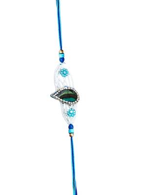 Peacock feather rakhi for brother – traditional handcrafted design with
vibrant colors 3