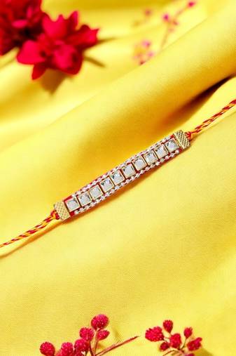 Royal mirror stone rakhi – elegant handcrafted rakhi with mirror stones for
brother