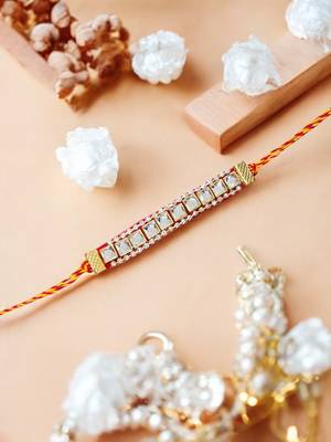 Royal mirror stone rakhi – elegant handcrafted rakhi with mirror stones for
brother 4