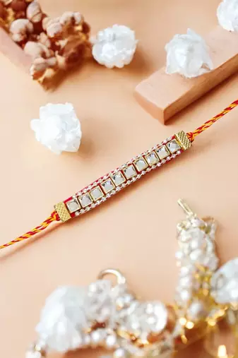 Royal mirror stone rakhi – elegant handcrafted rakhi with mirror stones for
brother