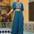 women's teal blue georgette yoke embroidered co-ord set