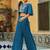 women's teal blue georgette yoke embroidered co-ord set