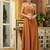 women's brown georgette embellished flared co-ord set