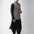 Men's grey printed kurta nehru jacket dhoti set