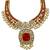Traditional ruby kundan pearl choker necklace set for women