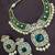 Traditional green kundan pearl choker necklace set for women