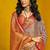 Gray & red art silk handloom weaving saree