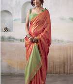Salmon tissue silk with beautiful tussle festival wear saree