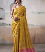 Mustard tissue silk with beautiful tussle festival wear saree
