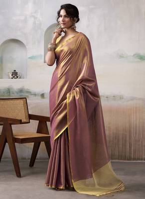 Rust tissue silk with beautiful tussle festival wear saree 1