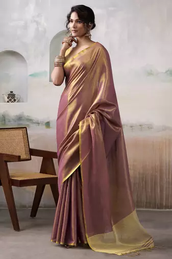 Rust tissue silk with beautiful tussle festival wear saree