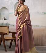 Rust tissue silk with beautiful tussle festival wear saree