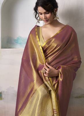 Rust tissue silk with beautiful tussle festival wear saree 3