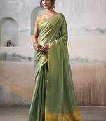 Olive tissue silk with beautiful tussle festival wear saree