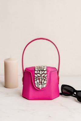 Elegant pink crystal bucket bag 1