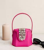 Elegant pink crystal bucket bag