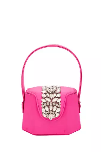 Elegant pink crystal bucket bag