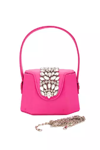 Elegant pink crystal bucket bag
