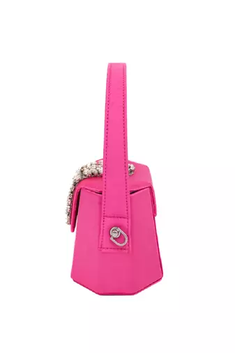 Elegant pink crystal bucket bag