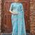 Blue floral embroidered chiffon saree