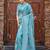 Blue floral embroidered chiffon saree