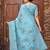 Blue floral embroidered chiffon saree