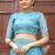 Blue floral embroidered chiffon saree