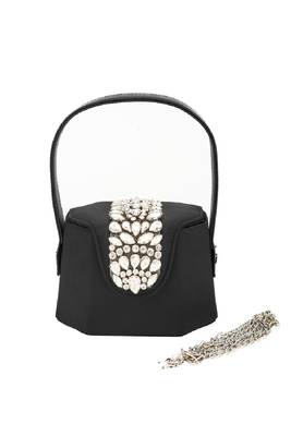 Elegant black crystal bucket bag 3