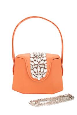Elegant orange crystal bucket bag 2