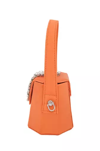Elegant orange crystal bucket bag