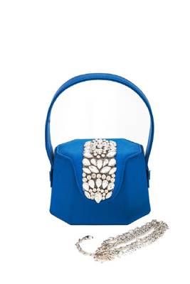 Elegant blue crystal bucket bag 3