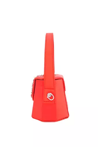 Elegant red crystal bucket bag