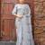 Grey floral embroidered chiffon saree