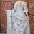 Grey floral embroidered chiffon saree