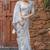 Grey floral embroidered chiffon saree