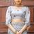 Grey floral embroidered chiffon saree