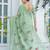 Light Green floral Embroidery Chiffon Saree
