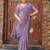 Lavender floral embroidered chiffon saree