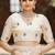 Cream floral embroidered chiffon saree