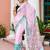 Pink linen zari printed saree with blouse.