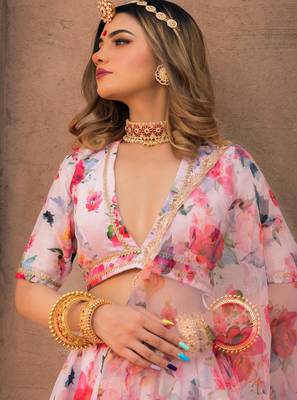 Digital Print Maslin Silk Lehenga With Unstitched Blouse And Organza Dupatta 3