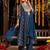 women's dark blue georgette ajrakh printed embellished anarkali kurta set