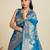 blue kanjivaram silk blend two-tone zari weaving saree