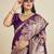 Dark Plum Kanjivaram silk blend Two-Tone Zari Weaving Saree 