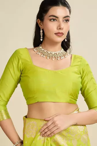 Pear Kanjivaram silk blend Two-Tone Zari Weaving Saree 